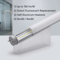Tube LED T8 4 pieds (1200 mm) Remplacement Fluorescent AC100-277V 150lm/W 4000K IP20 Entrepôt Supermarché Garantie 3 ans