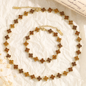 <span class=keywords><strong>Collana</strong></span> da Donna ZX con Fiore Smaltato Colorato in Acciaio Inossidabile Placcato Oro 18K, Resistente all'Ossidazione, <span class=keywords><strong>Collana</strong></span> a Quadrifoglio - Product Image 5