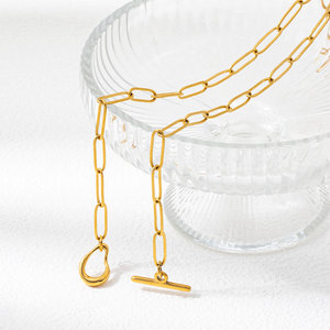 Collier carré à fermoir à bascule en acier inoxydable plaqué or 18 carats, étanche, polyvalent et élégant, par Joolim Jewelry - Product Image 3