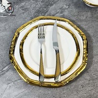 Vaisselle de luxe vintage, vaisselle de dîner, service de table, vaisselle de mariage, assiettes en porcelaine blanche et or, vaisselle en céramique pour restaurant, ensemble de plats
