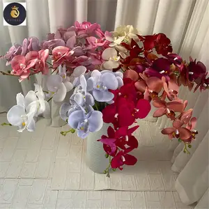 China Factory Good Quality 9- Head link Phalaenopsis Wall Flowers Artificial dekoration For Wedding