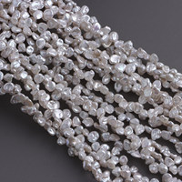 Perles de culture d'eau douce 4-5mm, percées sur le côté, forme pétale/baroque/irrégulière, perles Keshi blanches de qualité AA, en vrac pour bijoux DIY