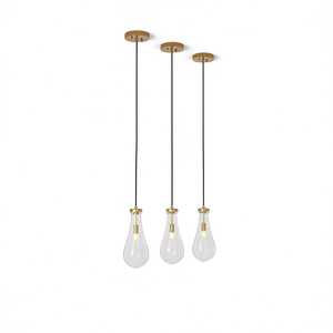 Lustre moderne en forme de goutte de pluie, en laiton, avec pendentif, LED E26, pour îlot de cuisine, salle à manger, salon, 2700K blanc chaud - Product Image 1