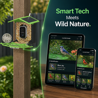 Mangeoire à oiseaux intelligente à énergie solaire avec caméra WiFi, résistante aux intempéries, station d'alimentation pour oiseaux