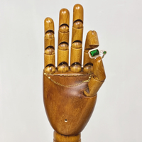 Présentoir mannequin homme vintage en bois brun de 36 cm sans tête avec poignet rotatif pour gants, bijoux, lunettes et montres