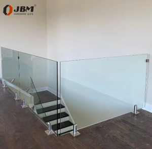 Combinaison <span class=keywords><strong>rampe</strong></span> et balustrade en <span class=keywords><strong>verre</strong></span> - Support de fixation en acier inoxydable étanche <span class=keywords><strong>pour</strong></span> escaliers intérieurs et patios extérieurs - Product Image 1