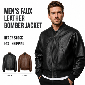 Chaqueta <span class=keywords><strong>de</strong></span> Cuero para <span class=keywords><strong>Hombre</strong></span>, en Stock, <span class=keywords><strong>Estilo</strong></span> Bomber <span class=keywords><strong>de</strong></span> Imitación, Cuello Alto, Cremallera Completa, Puños y Dobladillo Acanalados, Bolsillos Laterales, Otoño, Béisbol, Moto, Biker - Product Image 1