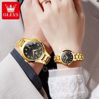 OLEVS-Montre-bracelet à quartz pour couple, montre de luxe originale, étanche, en acier, avec date lumineuse, pour hommes et femmes, 3650