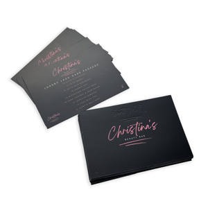 Cartes de remerciement haut de gamme avec gaufrage - Cartes noires avec dorure rose pour une reconnaissance de marque des clients - Product Image 2