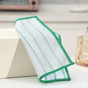 Chiffon de nettoyage en tissu composite blanc rayé avec fil argenté, absorbant l'humidité, pour la maison et la cuisine - Product Image 4
