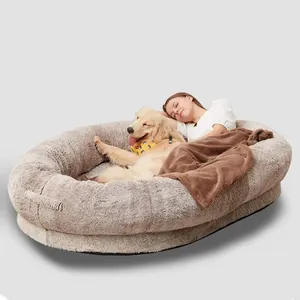 Mousse orthopédique de sécurité douce en peluche xxl lit géant pour chien de taille humaine lit pour animal de compagnie pour humain