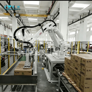 Système de palettisation robotisé haute vitesse avec emballage automatique par <span class=keywords><strong>film</strong></span> étirable pour palettes de cartons, guidé par la vision, pour charges lourdes - Product Image 1