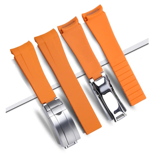 Correa de reloj de caucho natural naranja de 21 mm con interfaz curva y hebilla plegable, especial para Explorer II - Product Image 3
