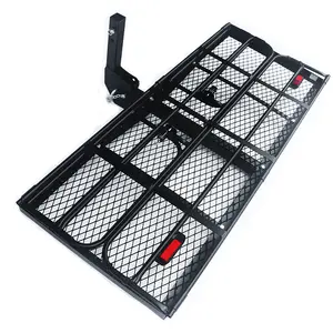 Hitch Mount Cargo Carrier 60" X 24.4" X 13.8" Folding Cargo Rack Rear Hitch Tray Luggage Basket With 500 LB Capacity Fits 2" Rec
