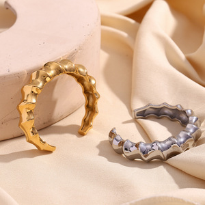 Usine directe en acier inoxydable plaqué or 18 carats rond Zircon bande bijoux à la mode Ins influenceur Zircon anneau pour les femmes - Product Image 3