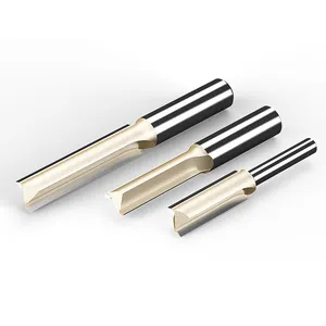 HUHAO TCT Straight Router Bit CNC TCT 2 Flute Straight Milling Cutter 1/2 1/4 Shank Router Bits 2961