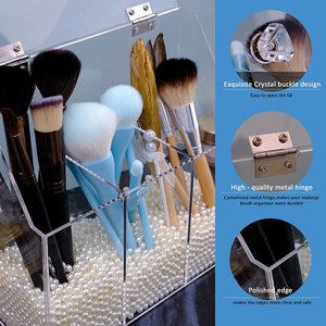 Hộp Đựng Cọ Trang Điểm Có Nắp, Nắp Chống Bụi, Hộp Đựng Đồ Trang Điểm Acrylic Với Hạt Ngọc Trai - Product Image 6