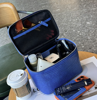 Grande trousse de toilette en cuir PU imperméable à motif lézard, grande capacité, avec poignée, sac de maquillage, pochette de voyage, organiseur