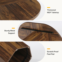 Table à manger ronde en bois de couleur marron de style ferme Tribesigns, table de cuisine de 55 "pour meubles de maison 4-6