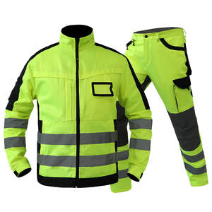Ensemble veste de sécurité réfléchissante haute visibilité et pantalon cargo, classe 3, tenue de travail haute visibilité, fournisseur en gros avec logo personnalisé OEM - Product Image 1