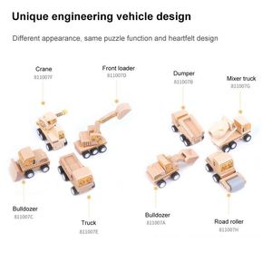Bằng Gỗ Nhỏ Giáo Dục Câu Đố Khối Xây Dựng Đồ Chơi Kéo Trở Lại Xây Dựng Xe Thiết Lập Đồ Chơi Cho Trẻ Em Trẻ Em Bé - Product Image 6