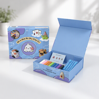 Dossier rigide en papier magnétique à rabat personnalisé avec logo, impression CMYK haut de gamme, kit d'artisanat en argile à séchage à l'air pour enfants, emballage cadeau
