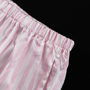 Set di pigiami in raso a righe Chic da <span class=keywords><strong>donna</strong></span> di alta qualità stile di lusso con elastico <span class=keywords><strong>rosa</strong></span> per l'estate primavera - Product Image 5