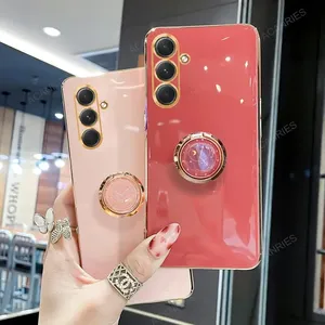 A 55 35 25 15 05S Luxury Plating Ring Holder Stand Case for Samsung Galaxy A55 A35 A25 A15 A05S <strong>4G</strong> 5G 2024 <strong>Silicone</strong> Back Cover - Product Image 2