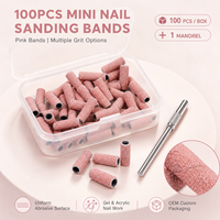 100 pièces de bandes abrasives roses pour ongles, emballage personnalisé en boîte, soin des pieds, manucure, perceuse à ongles électrique, mini bandes abrasives