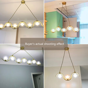 Rasa desain kreatif lampu gantung akrilik, tempat lilin ruang tamu lingkaran banyak kepala gaya klasik emas bar LED - Product Image 2