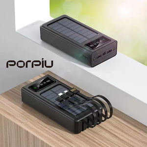 PORPIU Vente Chaude 30000mah <span class=keywords><strong>Portable</strong></span> Banque D'énergie <span class=keywords><strong>Solaire</strong></span> avec 2A <span class=keywords><strong>Chargeur</strong></span> Rapide 4 Câbles Interface D'entrée Micro USB - Product Image 1