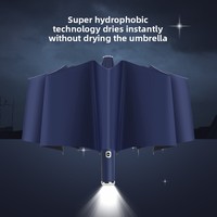 Parapluie LED Rotatif et Réglable avec Auvent Coupe-Vent à 10 Baleines et Trois Plis pour Voiture et Usage Professionnel – Idéal Soleil et Pluie