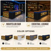 Comptoir de bar en forme de L de style industriel avec éclairage LED, comptoir de réception pour petit restaurant, café