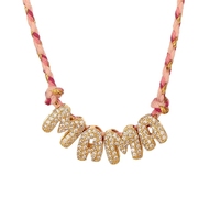 Collar con Colgante de Letra Personalizada en Cobre Chapado en Oro con Circonita y Cadena de Cuerda de Colores, Ideal para Regalo, Dropshipping