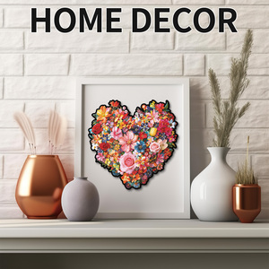 Rompecabezas floral en forma de corazón de madera con caja de madera para regalos - Product Image 6