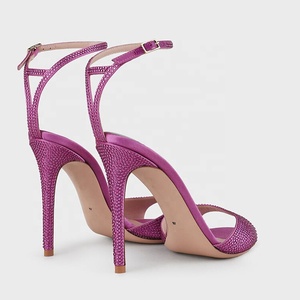 Bling Rhinestone Open Toe Thin High Heel <b>Shoes</b> Party Wedding Light Comfortable Ankle Strap Sandals for Women Blue Size 43 - Product Image 2