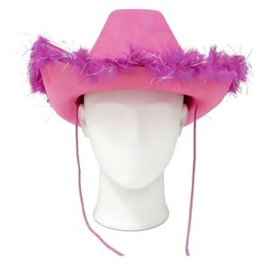 Sombrero <span class=keywords><strong>de</strong></span> Vaquero con Plumas Brillantes y Esponjosas, Estilo Occidental, <span class=keywords><strong>para</strong></span> Fiestas, <span class=keywords><strong>Disfraces</strong></span>, Conciertos Country y Carnavales - Product Image 5