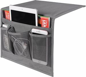 Classic 4-Pockets Foldable Bedside <b>Table</b> Cabinet Organizer Grey Fabric PC Multifunctional Storage Caddy Storage Bags Bedding - Product Image 2