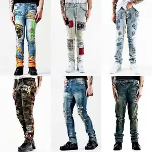 Factory Directly Wholesale Designers Pantalones Blue Jeans Mens Ripped Skinny Stretch Denim Pants Slim Men's Jeans