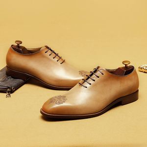 Mocassins en cuir formels pour hommes, fabriqués à la main, style britannique, en cuir de vache véritable, chaussures de mariage à enfiler - Product Image 2