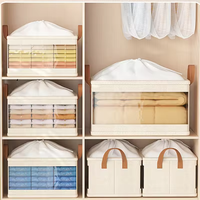 Panier à linge pliable en tissu de lin Panier de rangement pour vêtements lavable avec sac à poussière Panier à linge pliable avec fenêtre transparente