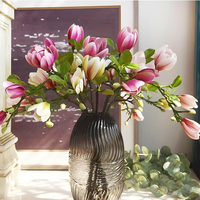 Branches artificielles de fleurs de magnolia avec des bourgeons et des feuilles réalistes |   Tige florale de 26 pouces pour la décoration haut de gamme de la maison, du bureau et de l'hôtel