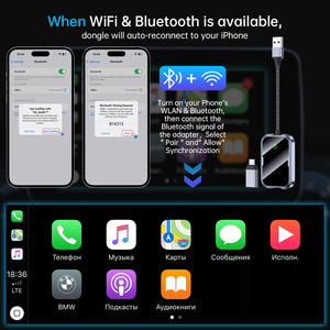 Fuallwin phổ phù hợp với không dây Carplay Dongle <span class=keywords><strong>Adapter</strong></span> với Siri & GPS hỗ trợ cho Iphone <span class=keywords><strong>USB</strong></span> cắm 1 năm bảo hành - Product Image 5
