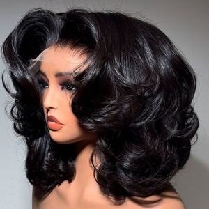 Perruques Courtes Bouclées Bourgogne en <span class=keywords><strong>Cheveux</strong></span> Humains, Lace Front Double Drawn 99J, <span class=keywords><strong>Cheveux</strong></span> Vierges Vietnamiens Bruts, Perruque Lace Closure Sans Colle - Product Image 5