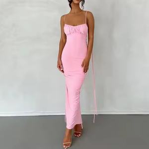 Vestido de Verano de Alta Calidad en Oferta, con Logotipo Personalizado, Plisado, sin Espalda, para Fiestas, Vestido de Lino y Algodón para Mujer - Product Image 2