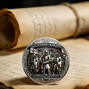 Moneta Commemorativa Hot della Fratellanza dei Cavalieri, Design 3D Guerriero Templare 'Chiamami Fratello', Regalo da Collezione, Vendita all'Ingrosso - Product Image 2