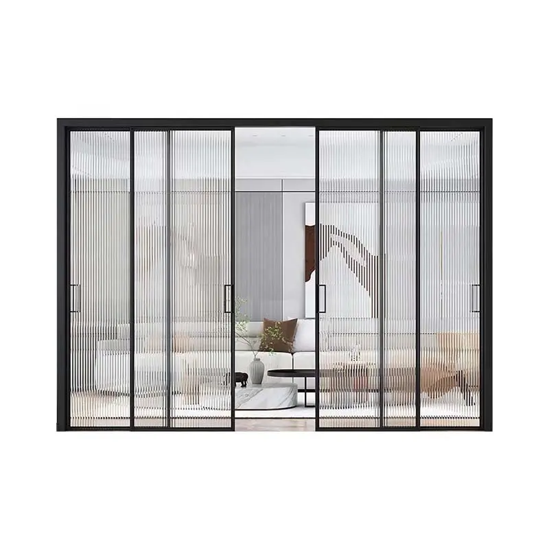 Перегородка алюминиевая стеклянная раздвижная двойная застекленная дверь для внутренней кухни, ванной комнаты, гостиной