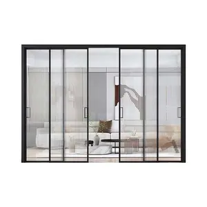 Partición de vidrio de aluminio puerta corredera de doble acristalamiento para cocina interior, baño, sala de estar