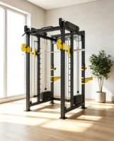 Rack de Squat Multifonctionnel avec Câble de Résistance, Poulies Silencieuses en Alliage, Frein de Sécurité et Rangement de Plaques de Poids pour Exercices de Fitness à Domicile