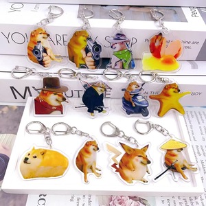 Yeni Kuso Akita köpek karikatür akrilik anahtarlık sevimli komik Funny köpek küçük kırmızı kitap sırt çantası kolye anahtarlık - Product Image 1